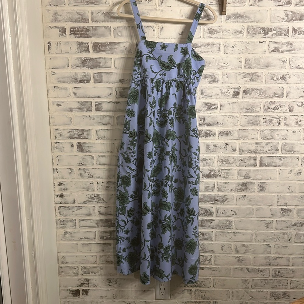 Zara Floral Midi Straight Neck Dress